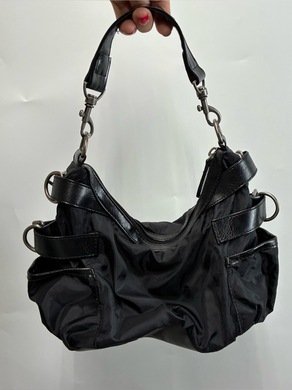 Black Nylon Mini Purse Buckle Chain Bondage Goth Whimsigoth Grunge Emo Punk